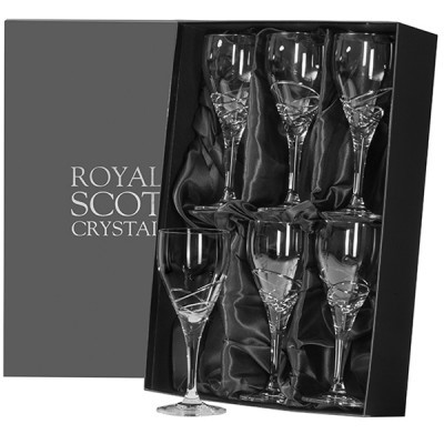 Royal Scot Crystal. Set van 6 kristallen wijnglazen